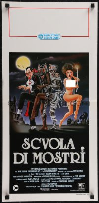 2r0376 MONSTER SQUAD Italian locandina 1988 far sexier Cecchini art of Dracula, Mummy, Wolfman!