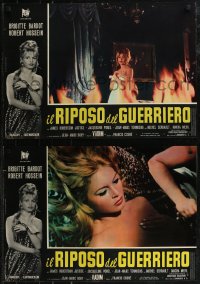 2r0397 LOVE ON A PILLOW set of 8 Italian 19x27 pbustas 1964 sexy Brigitte Bardot and Hossein!