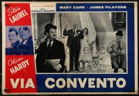 2r0413 VIA CONVENTO Italian 19x28 pbusta R1959 wacky Stan Laurel and Oliver Hardy w/ guy singing!