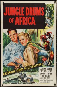 2r1010 JUNGLE DRUMS OF AFRICA 1sh 1952 Clayton Moore with gun & Phyllis Coates, Republic serial!