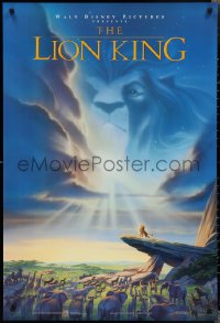 2r1030 LION KING DS 1sh 1994 Disney Africa, John Alvin art of Simba on Pride Rock with Mufasa in sky