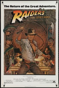 2r1106 RAIDERS OF THE LOST ARK 1sh R1980s great Richard Amsel art of adventurer Harrison Ford!