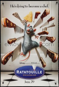 2r1109 RATATOUILLE teaser DS 1sh 2007 Disney/Pixar cartoon, great image of mouse with knives!