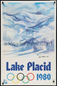 2r0121 1980 WINTER OLYMPICS signed 24x37 special poster 1980 by artist John Gallucci, mountains!