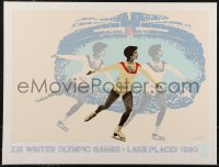 2r0119 1980 WINTER OLYMPICS 19x25 special poster 1980 Wheeler art of Olympic ice-skater!