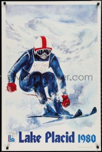 2r0120 1980 WINTER OLYMPICS 24x36 special poster 1980 John Gallucci art, skier!