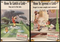 2r0166 HOW TO CATCH A COLD 4 14x20 special posters 1951 Disney health class cartoon!