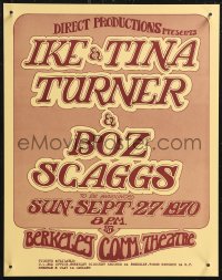 2r0047 IKE & TINA TURNER/BOZ SCAGGS 12x15 music poster 1970 Berkely CA, cool art by Tom Mix!