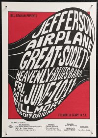 2r0048 JEFFERSON AIRPLANE/GREAT SOCIETY/HEAVENLY BLUES BAND 14x20 music poster 1967 Wes Wilson, 2nd!