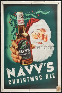 2r0001 NAVY'S CHRISTMAS ALE 16x24 Belgian advertising poster 1950s art of Santa Claus with beer!