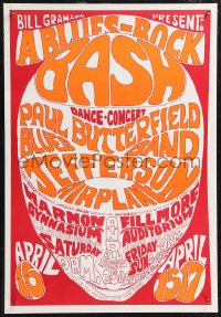 2r0051 PAUL BUTTERFIELD BLUES BAND/JEFFERSON AIRPLANE 14x20 music poster 1966 art by Wes Wilson!