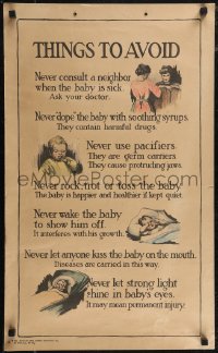 2r0157 THINGS TO AVOID 17x28 special poster 1940s National Child Welfare Association, baby & mothers!
