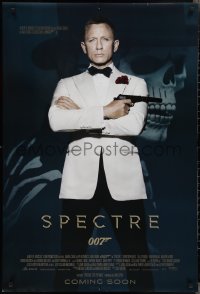 2r1146 SPECTRE int'l advance DS 1sh 2015 cool image of Daniel Craig as James Bond 007 with gun!