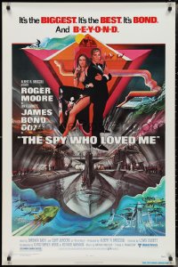 2r1155 SPY WHO LOVED ME 1sh 1977 great art of Roger Moore as James Bond by Bob Peak!
