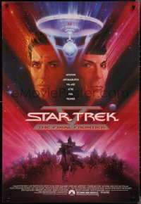 2r1158 STAR TREK V 1sh 1989 The Final Frontier, art of William Shatner & Leonard Nimoy by Bob Peak!