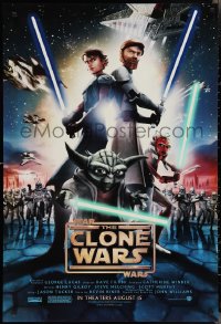 2r1159 STAR WARS: THE CLONE WARS advance DS 1sh 2008 Anakin Skywalker, Yoda, & Obi-Wan Kenobi!
