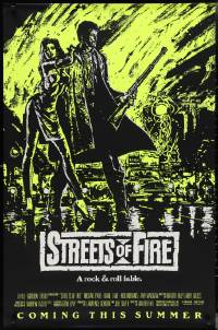 2r1164 STREETS OF FIRE advance 1sh 1984 Walter Hill, Riehm yellow dayglo art, a rock & roll fable!