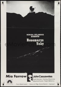 2r0170 ROSEMARY'S BABY Swedish 1968 Polanski, Farrow, creepy b/w baby carriage horror image, rare!