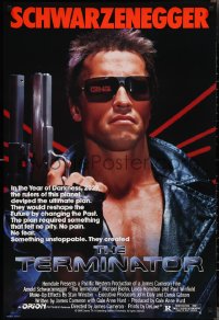 2r1175 TERMINATOR 1sh 1984 classic image of cyborg Arnold Schwarzenegger, no border design!