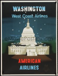 2r0070 AMERICAN AIRLINES WASHINGTON 30x40 travel poster 1948 cool McKnight artwork of Capitol Building!