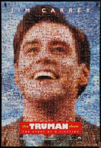2r1195 TRUMAN SHOW teaser DS 1sh 1998 really cool mosaic art of Jim Carrey, Peter Weir