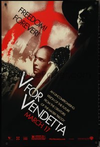 2r1204 V FOR VENDETTA teaser 1sh 2005 Wachowskis, Natalie Portman, Hugo Weaving, city in flames!