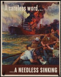 2r0103 CARELESS WORD A NEEDLESS SINKING 22x28 WWII war poster 1942 art by Anton Otto Fischer!