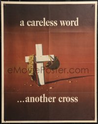2r0104 CARELESS WORD ANOTHER CROSS 22x28 WWII war poster 1943 John Atherton art of soldier's grave!