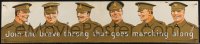 2r0118 JOIN THE BRAVE THRONG 6x29 English WWI war poster 1915 George Wood art of a row of soldiers!