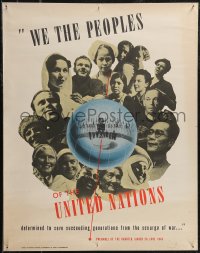 2r0113 WE THE PEOPLE OF THE UNITED NATIONS 22x28 WWII war poster 1945 Preamble of the U.N. Charter!