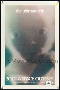 2s0926 2001: A SPACE ODYSSEY linen 1sh R1971 Stanley Kubrick, star child c/u, the ultimate trip!