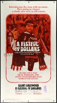 2s0562 FISTFUL OF DOLLARS linen 3sh 1967 introducing the man with no name, Clint Eastwood, cool art!