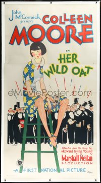 2s0564 HER WILD OAT linen style B 3sh 1927 Harry Beckhoff cartoon art of Colleen Moore, ultra rare!
