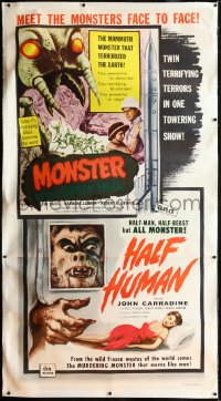 2s0567 MONSTER FROM GREEN HELL/HALF HUMAN linen 3sh 1957 twin terrors in 1 towering thrill show!