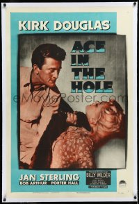 2s0929 ACE IN THE HOLE linen 1sh 1951 Billy Wilder classic, c/u of Kirk Douglas choking Jan Sterling!