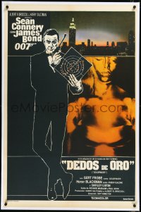 2s0682 GOLDFINGER linen Argentinean R1970s different art of Sean Connery as James Bond, very rare!