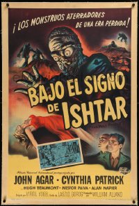 2s0683 MOLE PEOPLE linen Argentinean 1957 art of the horror crawling from Earth's depth, ultra rare!
