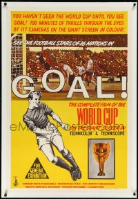 2s0739 GOAL THE WORLD CUP linen Aust 1sh 1967 English football soccer documentary, Goal!, ultra rare!