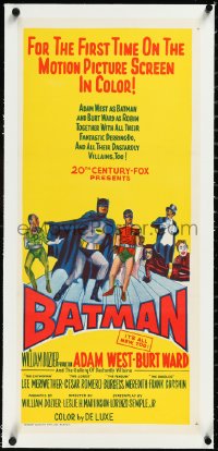 2s0835 BATMAN linen Aust daybill 1966 DC Comics, great image of Adam West & Burt Ward w/villains!