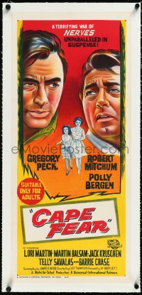 2s0839 CAPE FEAR linen Aust daybill 1962 Gregory Peck, Robert Mitchum, Polly Bergen, classic noir, rare!