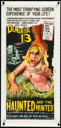 2s0849 DEMENTIA 13 linen Aust daybill 1963 Coppola, The Haunted & the Hunted, wild horror art!