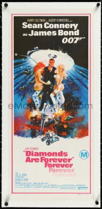 2s0850 DIAMONDS ARE FOREVER linen Aust daybill 1971 art of Connery as James Bond by Robert McGinnis!