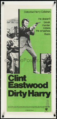 2s0851 DIRTY HARRY linen Aust daybill 1971 Clint Eastwood w/.44 magnum, Don Siegel crime classic!