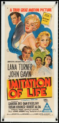2s0872 IMITATION OF LIFE linen Aust daybill 1959 Reynold Brown art, Lana Turner, Sandra Dee, rare!