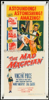 2s0881 MAD MAGICIAN linen Aust daybill 1954 Vincent Price as crazy magician who performs dangerous tricks!