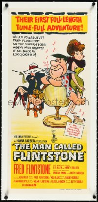 2s0882 MAN CALLED FLINTSTONE linen Aust daybill 1967 Hanna-Barbera, Fred, Barney, Wilma & Betty!