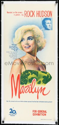 2s0885 MARILYN linen Aust daybill 1963 different hand litho of young sexy Monroe, plus Rock Hudson!