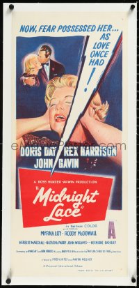 2s0888 MIDNIGHT LACE linen Aust daybill 1960 Rex Harrison, fear possessed Doris Day as love once had!