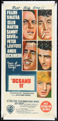 2s0895 OCEAN'S 11 linen Aust daybill 1960 Sinatra, Martin, Davis Jr., Dickinson, Lawford, Rat Pack!