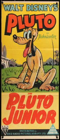 2s0150 PLUTO JUNIOR Aust daybill 1942 Walt Disney, great art of the famous cartoon dog, very rare!